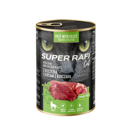 Super Rafi Cat Wet Cat Food with Venison and Chicken Hearts, 400 g