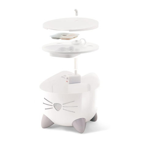 Pixi Fountain Combo: 2.5-liter white cat water fountain set + bowl + free pack of CH-7216 filters