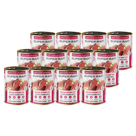 Super Rafi Wet Dog Food with Veal and Rabbit Liver, 12 x 400 g Set