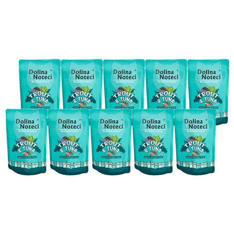Dolina Noteci Superfood Wet Cat Food: Trout and Tuna Pouches, Set of 10 x 85 g