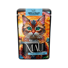 MAU Pâté and Fillet Wet Cat Food: Crimson with Tricolor Violet, 85 g