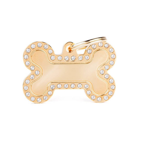Engraved ID Tag for Dogs and Cats—Large Gold Glam Bone