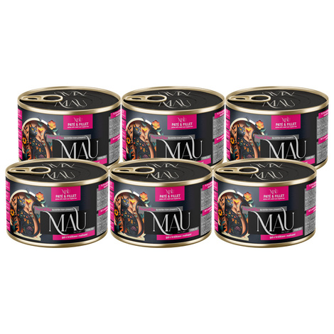 MAU Pâté and Fillet Wet Cat Food for Spayed/Neutered Cats—Goose with Rabbit and Raspberries, 6 x 185 g Set