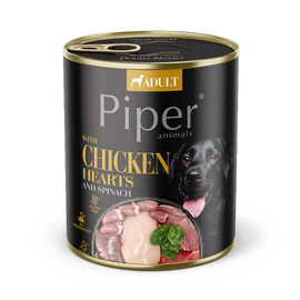 Piper Animals Wet Dog Food with Chicken Hearts and Spinach, 800 g