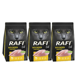 Rafi Cat Dry Cat Food with Chicken, 3 x 1.5 kg