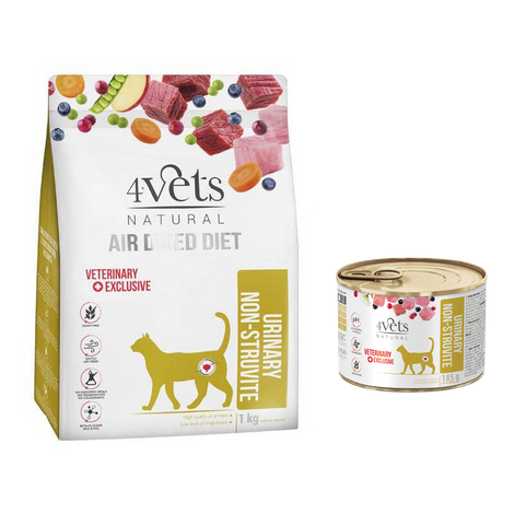 4Vets Natural Urinary Non-struvite Dry Cat Food for Cats with Urinary Tract Conditions, 1 kg + Urinary Non-struvite Wet Cat Food, 185 g FREE