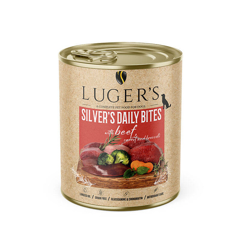 Luger's Silver's Daily Bites Wet Dog Food with Beef, Carrots, and Broccoli, 800 g