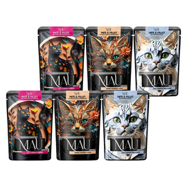 MAU Pâté and Fillet Wet Cat Food for Neutered Cats—Three-Flavor Mix, 6 x 85 g Set