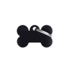 Small Black Bone-Shaped Engraved ID Tag for Dogs and Cats