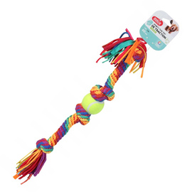 Zolux Dog Tug Toy: Rope with a Tennis Ball, Rainbow, 60 cm