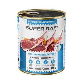 Super Rafi Wet Dog Food with Lamb and Turkey Hearts, 800 g