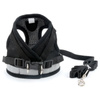 Black Mesh Harness with Leash, Size M, with Reflective Strips, for Cats and Small Dogs
