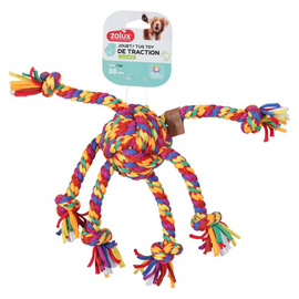 Zolux Dog Tug Toy: Rainbow Braided Rope Octopus, 38 cm