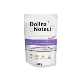 Dolina Noteci Premium Wet Dog Food for Junior Small Breeds, Rich in Rabbit Liver with Venison Tongues, 100 g pouch