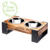 Double-bowl set for dogs or cats on a wooden stand, LOFT 0.9L, assorted colors. M