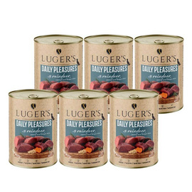 Luger's Daily Pleasures Wet Dog Food with Reindeer, Carrots, and Brown Rice, 6 x 400 g Set