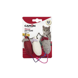 Camon Cat Toy: Jute Mice for Cats, 6.5 cm, 3-Pack