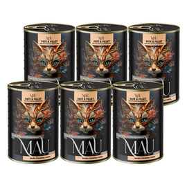 MAU Pâté and Fillet Wet Cat Food for Neutered Cats: Duck with Cranberries and Lemon Balm, 6-Pack (400 g each)