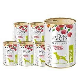 4Vets Natural Allergy Wet Veterinary Dog Food for Dogs with Allergies, 6 x 400 g