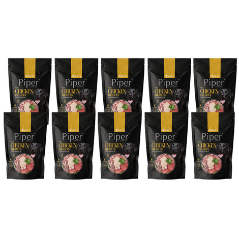 Piper Animals Wet Dog Food with Chicken Hearts and Spinach, 10 x 500 g Set