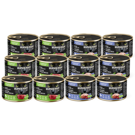 Super Rafi Cat Wet Cat Food, Assorted Flavors, 12-Pack (185 g each)