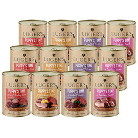 Luger's Puppy's Time Wet Dog Food for Puppies, Assorted Flavors, 12 x 400 g Set