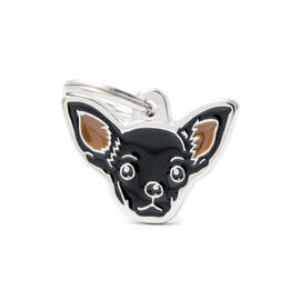 Engraved ID Tag for a Black Chihuahua