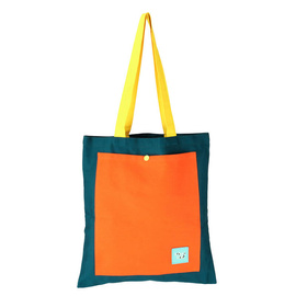 Spółka Zoo Design Green and orange fabric bag with a pocket
