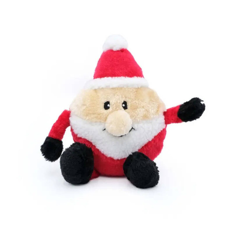 Zippy Paws Plush Dog Toy with Squeaker: Round Santa Claus