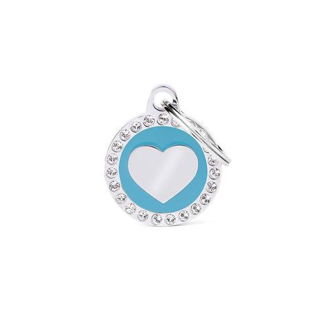 Engraved ID Tag for Dogs and Cats: Blue Heart Glam