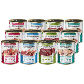 Super Rafi Wet Dog Food with Guinea Fowl and Beef Liver, 12 x 800 g Set