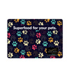 Dog and Cat Bowl Mat, Non-Slip Mat with Colorful Paw Prints, 30 x 40 cm
