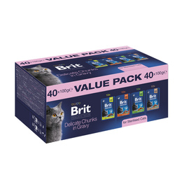 Brit Cat Wet Cat Food Pouches Value Pack for Sterilized Cats, 40 x 100 g