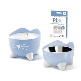 Pixi Fountain Combo: 2.5-liter blue cat water fountain set + bowl + free pack of CH-7216 filters