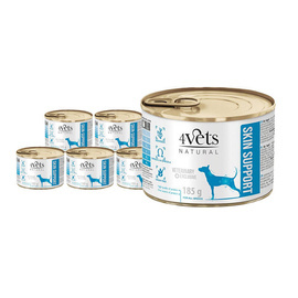 4Vets Natural Skin Support Wet Veterinary Dog Food for Dogs with Skin Problems, 6 x 185 g