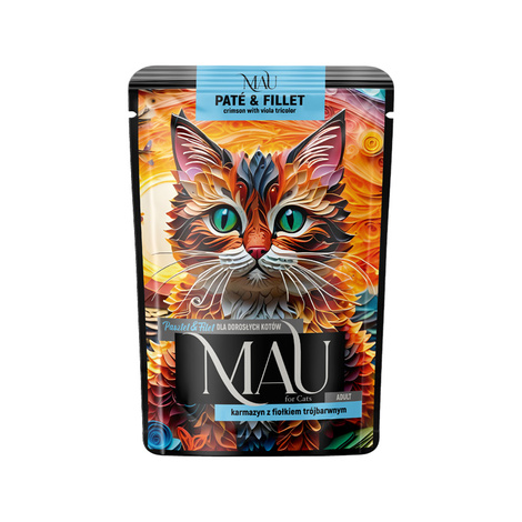 MAU Pâté and Fillet Wet Cat Food: Crimson with Tricolor Violet, 85 g