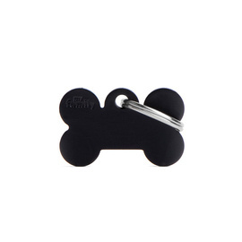 Small Black Bone-Shaped Engraved ID Tag for Dogs and Cats