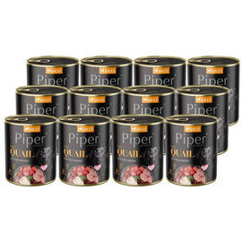 Piper Animals Wet Dog Food with Quail and Cranberries, 12 x 800 g Set
