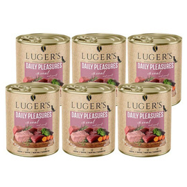 Luger's Daily Pleasures Wet Dog Food with Veal and Carrots, 6 x 800 g Set