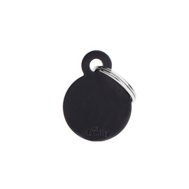 Engraved ID Tag for Dogs and Cats: Small Black Circle