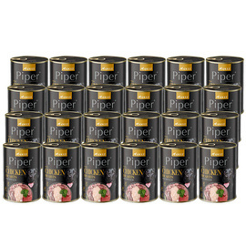 Piper Animals Wet Dog Food with Chicken Hearts and Spinach, 24 x 400 g Set