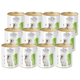 4Vets Natural Wet Dog Food with Venison, 12-Pack (800 g each)