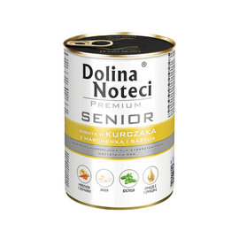 Dolina Noteci Premium Senior Wet Dog Food, Rich in Chicken with Carrots and Basil, 400 g Can