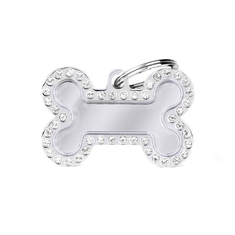 Engraved ID Tag for Dogs and Cats—Large Silver "Glam" Bone