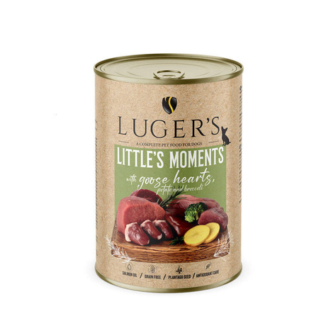 Luger's Little's Moments Wet Dog Food for Small Breeds with Goose Hearts, Potatoes, and Broccoli, 400 g