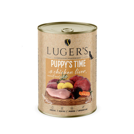 Luger's Puppy's Time Wet Dog Food for Puppies with Chicken Liver, Carrots, and Potatoes, 400 g