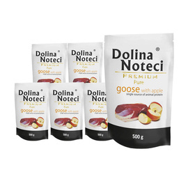 Dolina Noteci Premium Pure Wet Dog Food for Dogs with Allergies—Rich in Goose and Apple, Set of 10 x 500 g