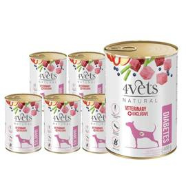 4Vets Natural Diabetes Wet Veterinary Dog Food for Dogs with Diabetes, 6 x 400 g