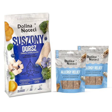 Dolina Noteci Premium Dried Dog Food with Cod, 9 kg + 2 free Smart Chews Allergy Relief for dogs prone to allergies