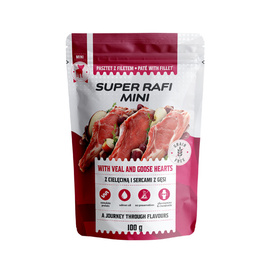 Super Rafi Mini Wet Dog Food for Small Breeds with Veal and Goose Hearts, 100 g